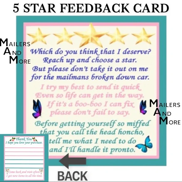 25 3x3 Thank You / Appreciation Card ADD ON DEAL PRICE IS FIRM - Picture 1 of 4